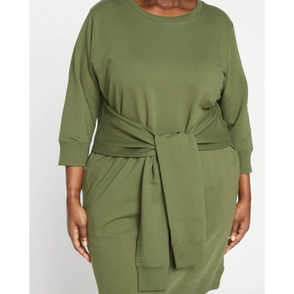 Universal Standard Misa Tie Sweatshirt Dress in Green Size M or US 18-20 - Picture 2 of 11